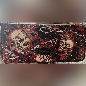 ED HARDY Skull & Roses Long Wallet